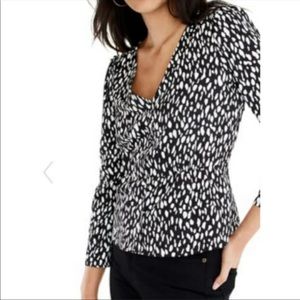 JCREW Black and white silky top 2